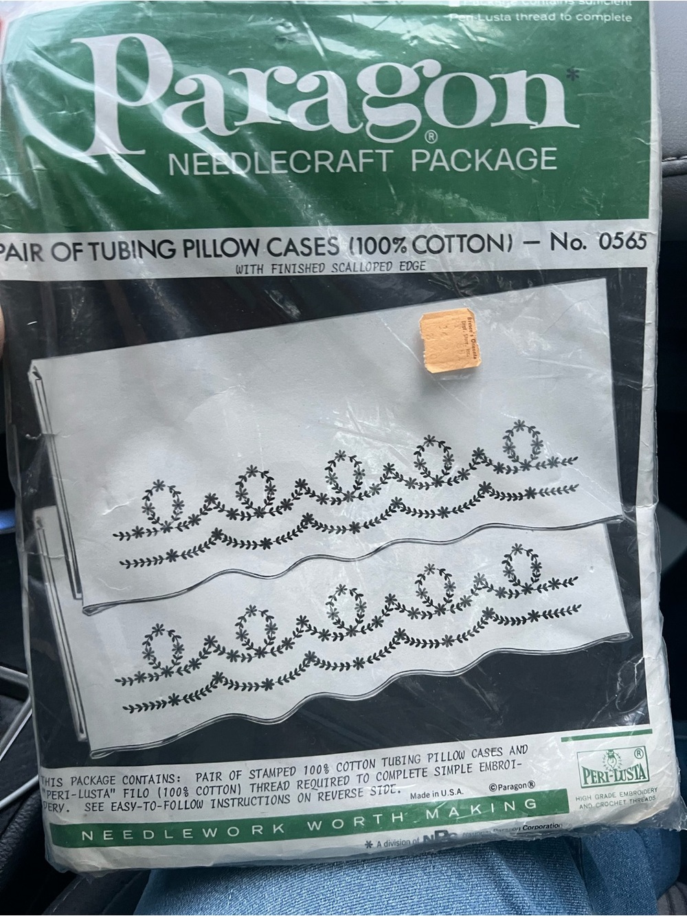 Embroidery- One Pair Paragon White Tubing Pillow Cases Instructions included